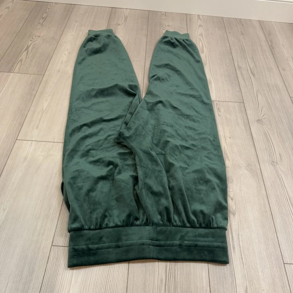 Victorias Secret Medium Pants Velour Jogger Elastic Waist Pull on Deep Green - Picture 9 of 11